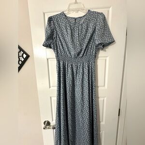 Blue floral midi dress